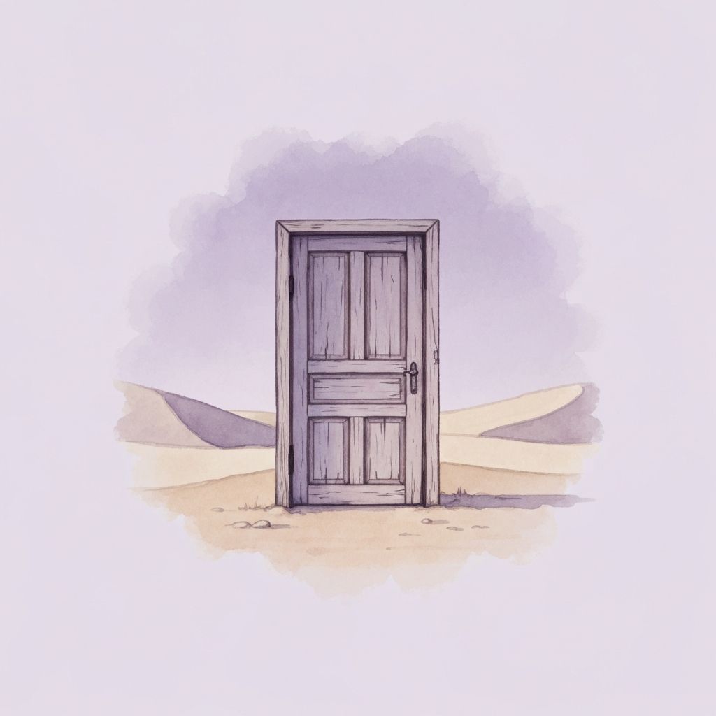 A closed door in the desert